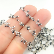 Hematite Cluster Dangle 925 Sterling Silver Wire Chain